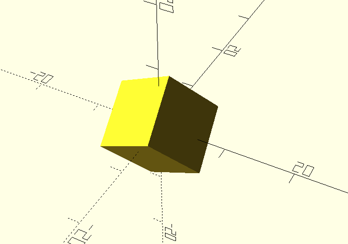 A cube rotated 45 degrees in all axes