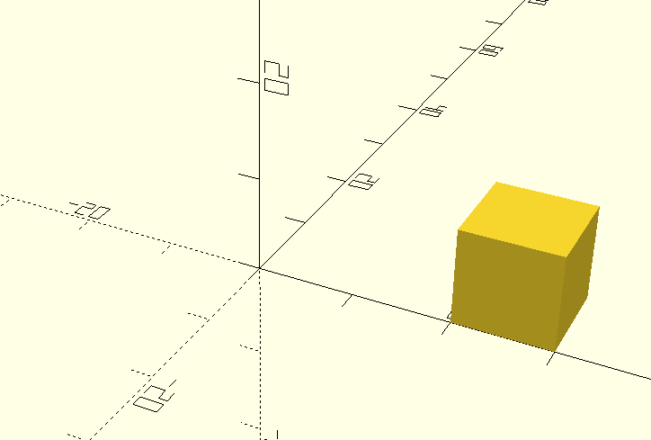 A cube translated 20mm in the X direction