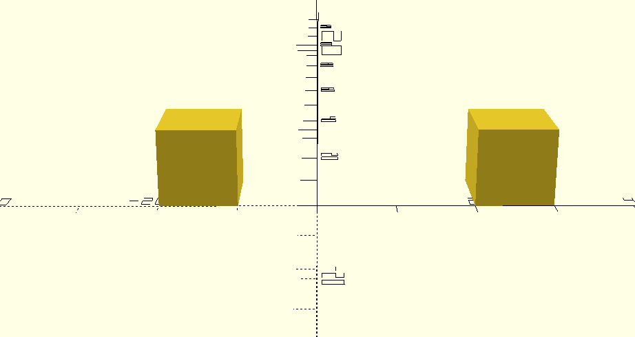 Two cubes translated in opposite directions