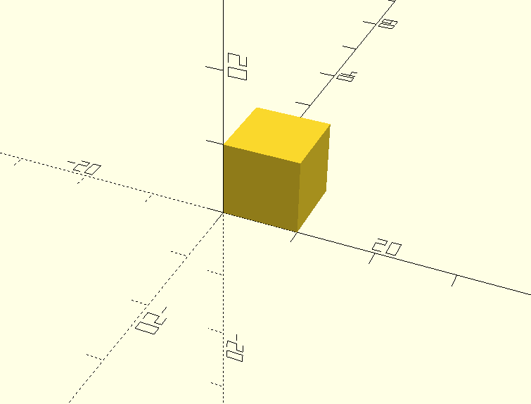 A cube with equal side lengths of 10mm
