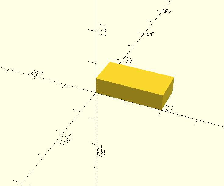 A rectangle with dimensions 20mm x 10mm x 5mm