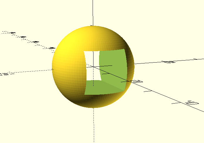 A sphere with a rectangular hole cut out of it